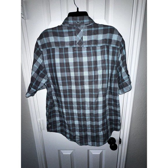 Guess 81 Button Down Shirt Men's XL Grey Blue Plaid Short Sleeve Up - Picture 2 of 6